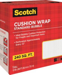 Scotch Perforated Cushion Wrap - 12" Width x 240 ft Length - Perforated, Lightweight, Recyclable, Non-scratching, Easy Tear - Polyethylene, Nylon - Clear