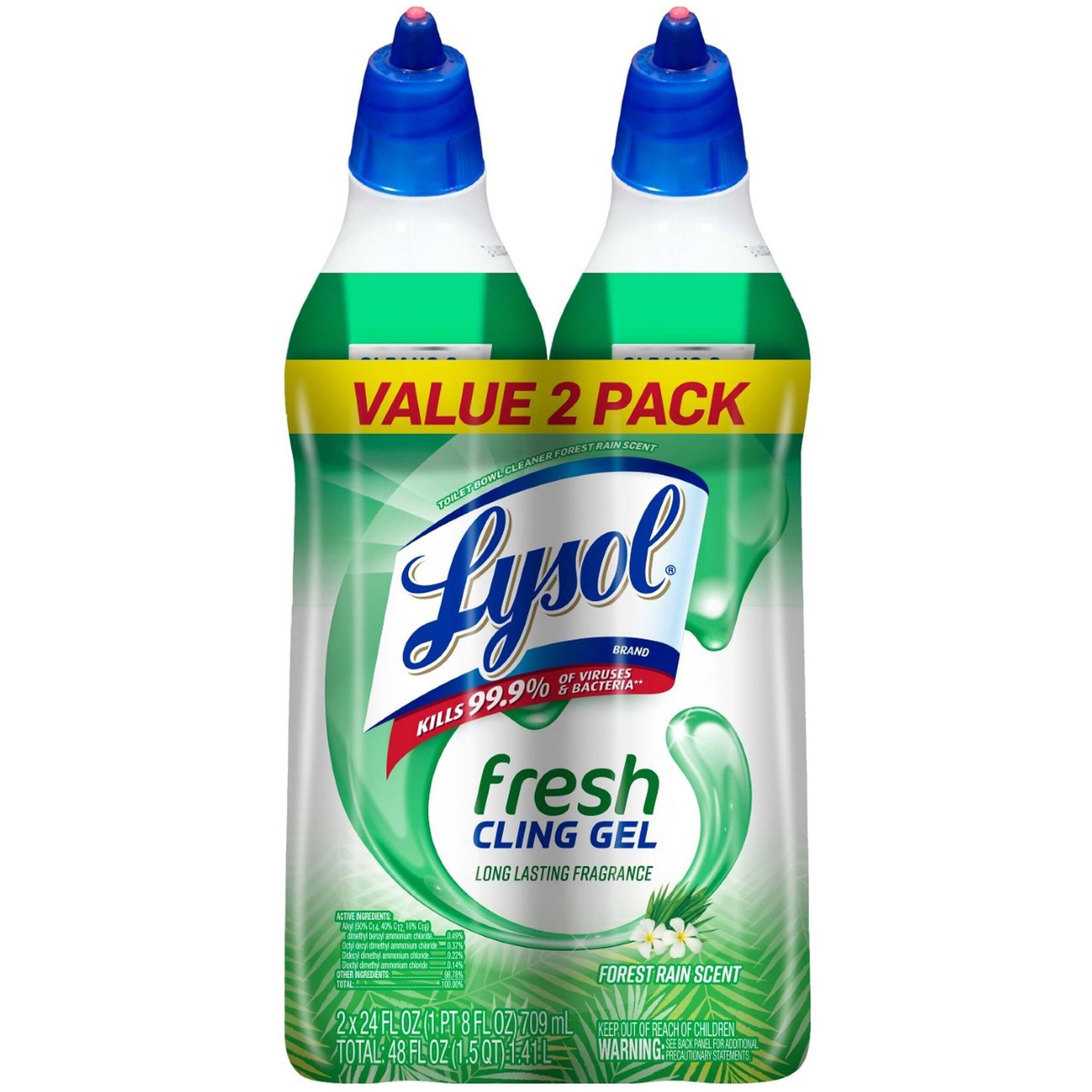 Lysol Clean/Fresh Toilet Cleaner - Ready-To-Use Gel - 24 fl oz (0.8 quart) - Country Scent - 8 / Carton - Blue, White