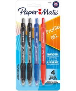 Paper Mate Profile Gel Pen - 0.7 mm Pen Point Size - Retractable - Assorted Gel-based Ink - 4 / Pack