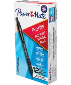 Paper Mate Profile 1.0mm Ballpoint Pens - Medium Pen Point - 1 mm Pen Point Size - Conical Pen Point Style - Retractable - Black - Black Barrel - 1 Dozen