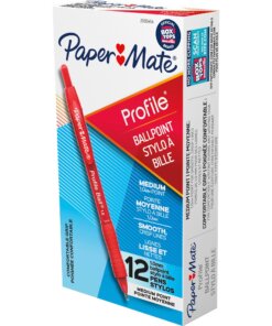 Paper Mate Profile 1.0mm Ballpoint Pens - Medium Pen Point - 1 mm Pen Point Size - Conical Pen Point Style - Retractable - Red - Red Barrel - 1 Dozen