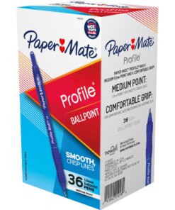 Paper Mate Profile 1.0mm Ballpoint Pens - Medium Pen Point - 1 mm Pen Point Size - Conical Pen Point Style - Retractable - Blue - Blue Barrel - 36 / Box