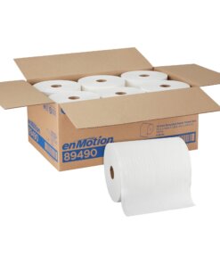 enMotion Paper Towel Rolls, 10" x 800', 40% Recycled, White, Pack Of 6 Rolls - 1 Ply - 10" x 800 ft - White - Soft, Absorbent, Long Lasting - For Multipurpose - 6 / Carton