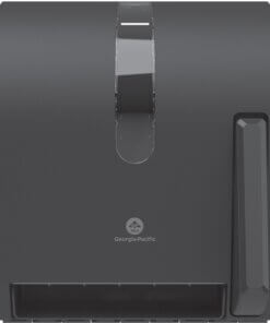Georgia-Pacific Push Paddle Paper Towel Dispenser - Roll Dispenser - 14.3" Height x 12.8" Width x 10.5" Depth - Black - Hygienic, Durable, See Through Window - 1 / Carton