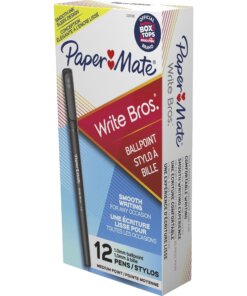 Paper Mate Write Bros. Ballpoint Stick Pens - Medium Pen Point - Black - Black Barrel - 1 Dozen