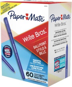 Paper Mate Medium Tip Capped Ball Point Pens - Medium Pen Point - Blue - 60 / Box