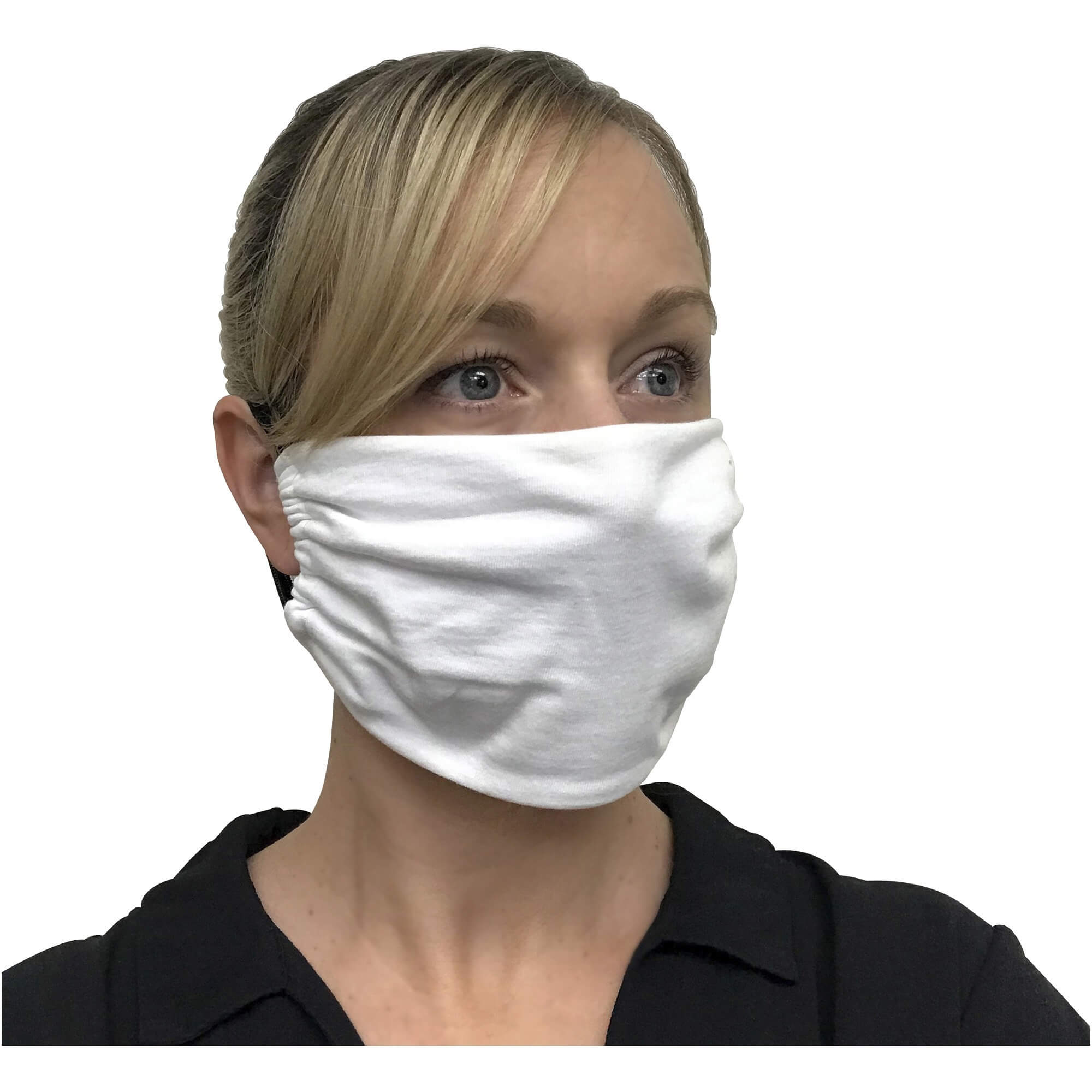 IFB Solutions Elastic Ear Loops Face Mask - Recommended for: Face - Earloop Style Mask, Comfortable, Secure Fit, Durable, Rip Resistant, Tear Resistant, Washable - White - 50 / Pack