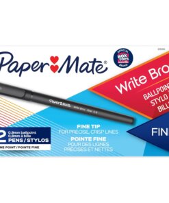 Paper Mate Write Bros. 0.8mm Ballpoint Pen - Fine Pen Point - 0.8 mm Pen Point Size - Black - 1 Dozen