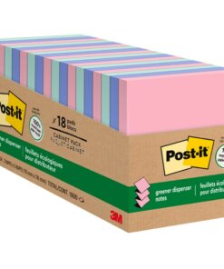Post-it&reg; Greener Dispenser Notes - 3" x 3" - Square - 100 Sheets per Pad - Positively Pink, Fresh Mint, Moonstone - Paper - Self-stick, Removable, Recyclable, Pop-up, Residue-free, Eco-friendly - 1800 / Pack