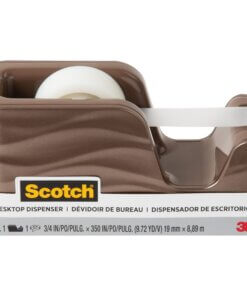 Scotch Wave Desktop Tape Dispenser - 1" Core - Refillable - Impact Resistant, Non-skid Base, Weighted Base - Plastic - Bronze - 1 Each