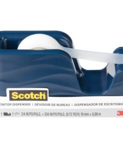 Scotch Wave Desktop Tape Dispenser - 1" Core - Refillable - Impact Resistant, Non-skid Base, Weighted Base - Plastic - Metallic Blue - 1 Each