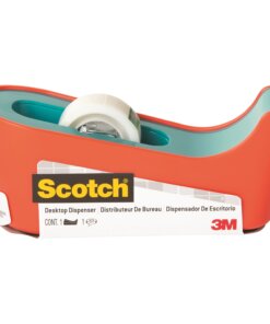 Scotch Desktop Tape Dispenser - 1" Core - Non-skid Base, Weighted Base - Coral - 1 Each