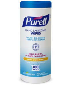 PURELL&reg; Fresh Scent Hand Sanitizing Wipes - Fresh - White - Durable, Lint-free, Moisturizing - For Hand - 100 Per Canister - 1 Each