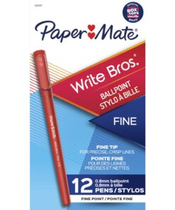 Paper Mate Write Bros Ballpoint Pen - 8 mm Pen Point Size - Red - 1 Dozen
