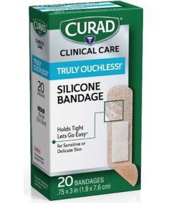 Curad Silicone Flexible Fabric Bandages - 3" x 0.75" - 20/Box - Beige - Silicone, Fabric