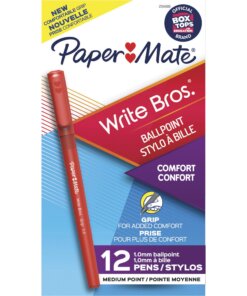Paper Mate Write Bros. 1.0mm Ballpoint Pen - Medium Pen Point - 1 mm Pen Point Size - Conical Pen Point Style - Red - Red Barrel - 1 Dozen