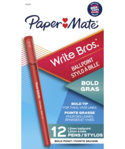 Paper Mate Write Bros. 1.2mm Ballpoint Pen - Bold Pen Point - 1.2 mm Pen Point Size - Conical Pen Point Style - Red - Red Barrel - 1 Dozen
