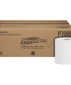 Marcal Hardwound Roll Towel - 1 Ply - 7.87" x 800 ft - White - Paper - Chlorine-free, Lint-free, Bleach-free, Hypoallergenic - 6 / Carton