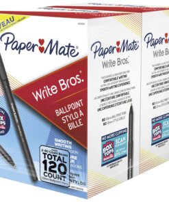 Paper Mate Ballpoint Stick Pens - Medium Pen Point - 1 mm Pen Point Size - Conical Pen Point Style - Black - Black Barrel - 120 / Box