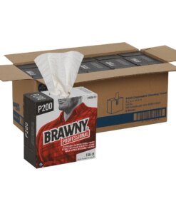 Brawny&reg; Professional P200 Disposable Cleaning Towels - 4 Ply - Quarter-fold - 9.20" x 16.50" - Brown - Paper - Disposable, Absorbent, Perforated, Reinforced - For Industry, Glass Cleaning - 166 Per Box - 5 / Carton