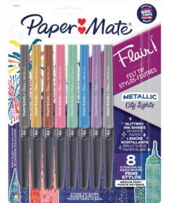 Paper Mate Flair Ultra-fine Tip Metallic Pens - Ultra Fine Pen Point - Assorted - 8 / Pack