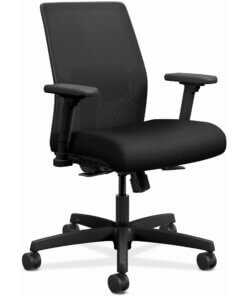HON Ignition Task Chair - Black Fabric Seat - Black Mesh Back - Black Frame - Low Back - 5-star Base - Armrest - 1 Each