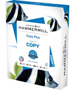 Hammermill Copy Plus Paper - White - 92 Brightness - Letter - 8 1/2" x 11" - 20 lb Basis Weight - 75 g/m² Grammage - 5 / Carton - Acid-free, ColorLok Technology, Jam-free
