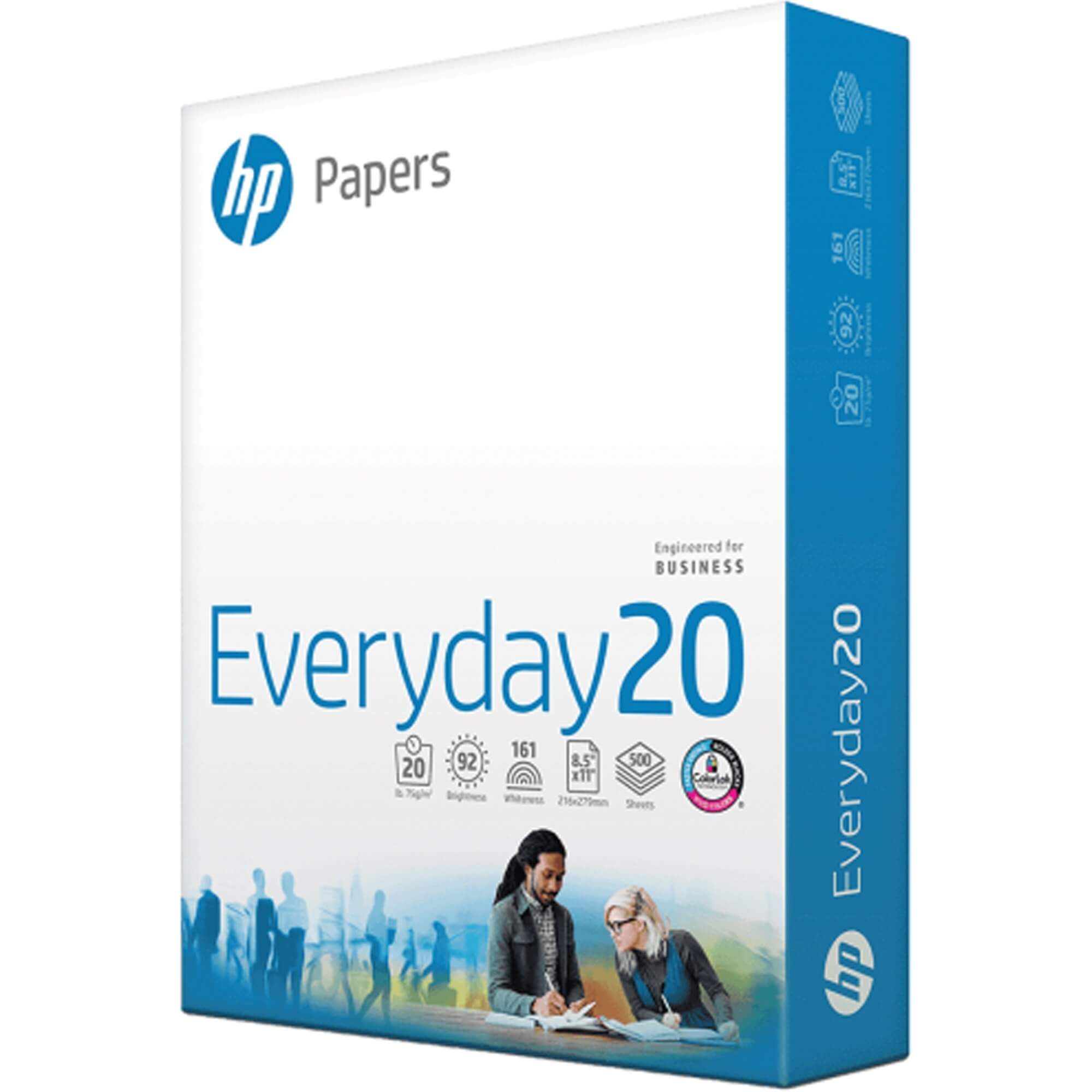 HP Everyday20 Office Paper - Ultra White - 92 Brightness - Letter - 8 1/2" x 11" - 20 lb Basis Weight - 75 g/m² Grammage - 10 / Carton - 500 - FSC - Acid-free, ColorLok Technology