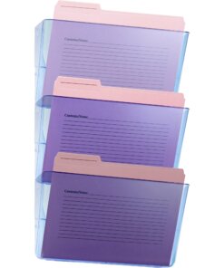 Officemate Blue Glacier&trade; Wall File, 3/Box - 15" Height x 13" Width x 4.1" Depth - Stackable - Transparent Blue - Plastic - 3 / Pack