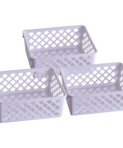 Officemate Achieva&reg; Medium Supply Basket, 3/PK - 2.4" Height x 6.1" Width x 5" Depth - Compact, Stackable, Storage Space - White - Plastic - 3 / Pack