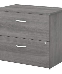 Bush Business Furniture Studio C 2 Drawer Lateral File Cabinet - 35.7" x 23.4" x 29.8" - 2 x File Drawer(s) - Finish: Platinum Gray, Thermofused Laminate (TFL)