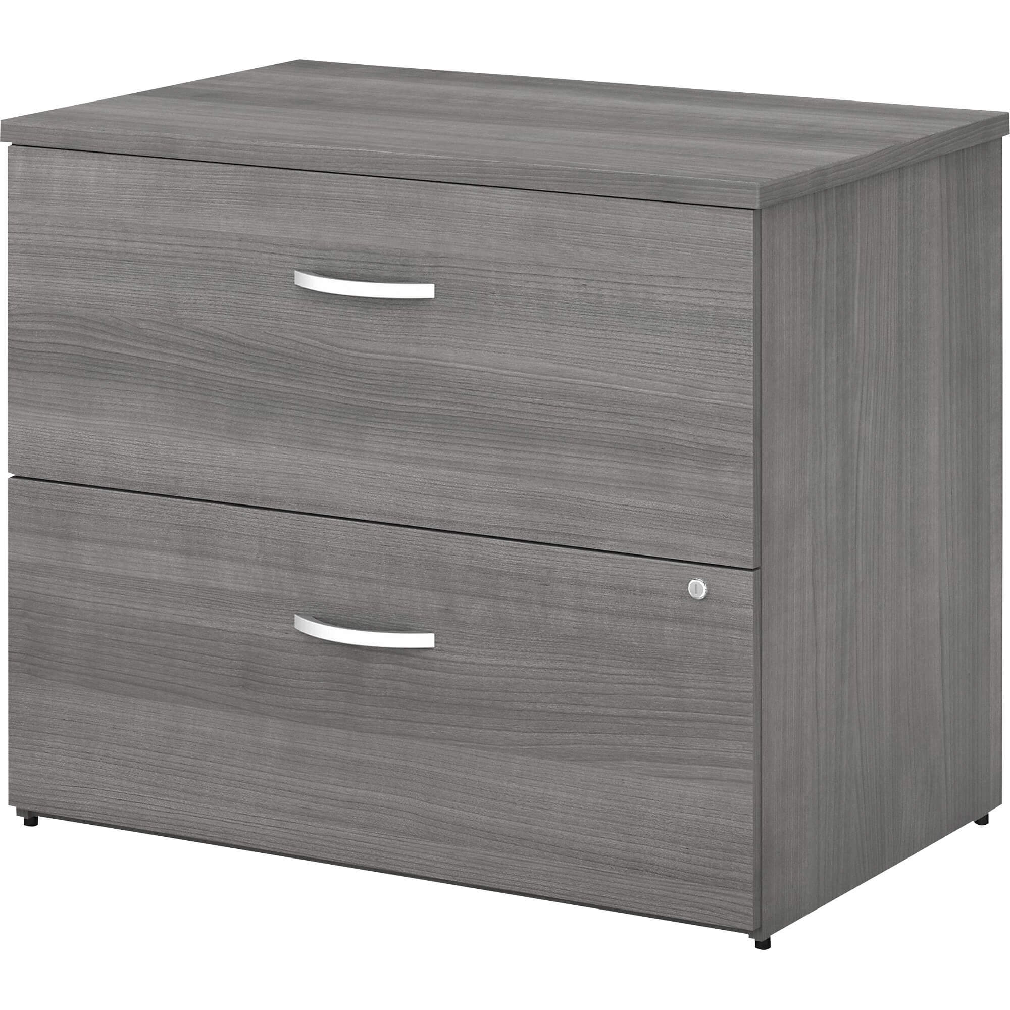 Bush Business Furniture Studio C 2 Drawer Lateral File Cabinet - 35.7" x 23.4" x 29.8" - 2 x File Drawer(s) - Finish: Platinum Gray, Thermofused Laminate (TFL)