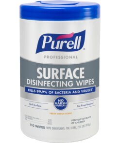 PURELL&reg; Professional Surface Disinfecting Wipes - Ready-To-Use Wipe - Fresh Citrus Scent - 7" Width x 8" Length - 110 / Canister - 1 Each