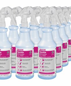 Midlab Sparkle Alcohol Fortified Glass+ Cleaner - Ready-To-Use Liquid - 32 fl oz (1 quart) - Clean Scent - 12 / Carton - Light Blue