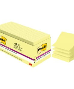 Post-it&reg; Super Sticky Dispenser Notes - Canary Yellow - 3" x 3" - Square - Canary Yellow - Paper - Pop-up, Recyclable, Adhesive - 18 / Pack
