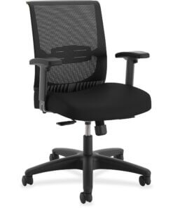 HON Convergence Task Chair - Black Fabric Seat - Black Mesh Back - Black Frame - 5-star Base - Black