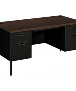 HON Metro Classic HP3262 Pedestal Desk - 60" x 30" x 29.5" - 4 x Box, File Drawer(s) - Double Pedestal - Square Edge - Finish: Mocha, Black