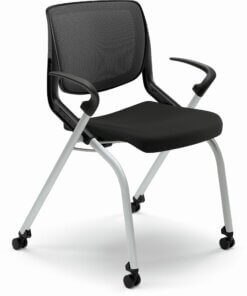 HON Motivate Chair - Black Fabric Seat - Black Back - Platinum Metallic Reinforced Resin Frame - Black - Armrest