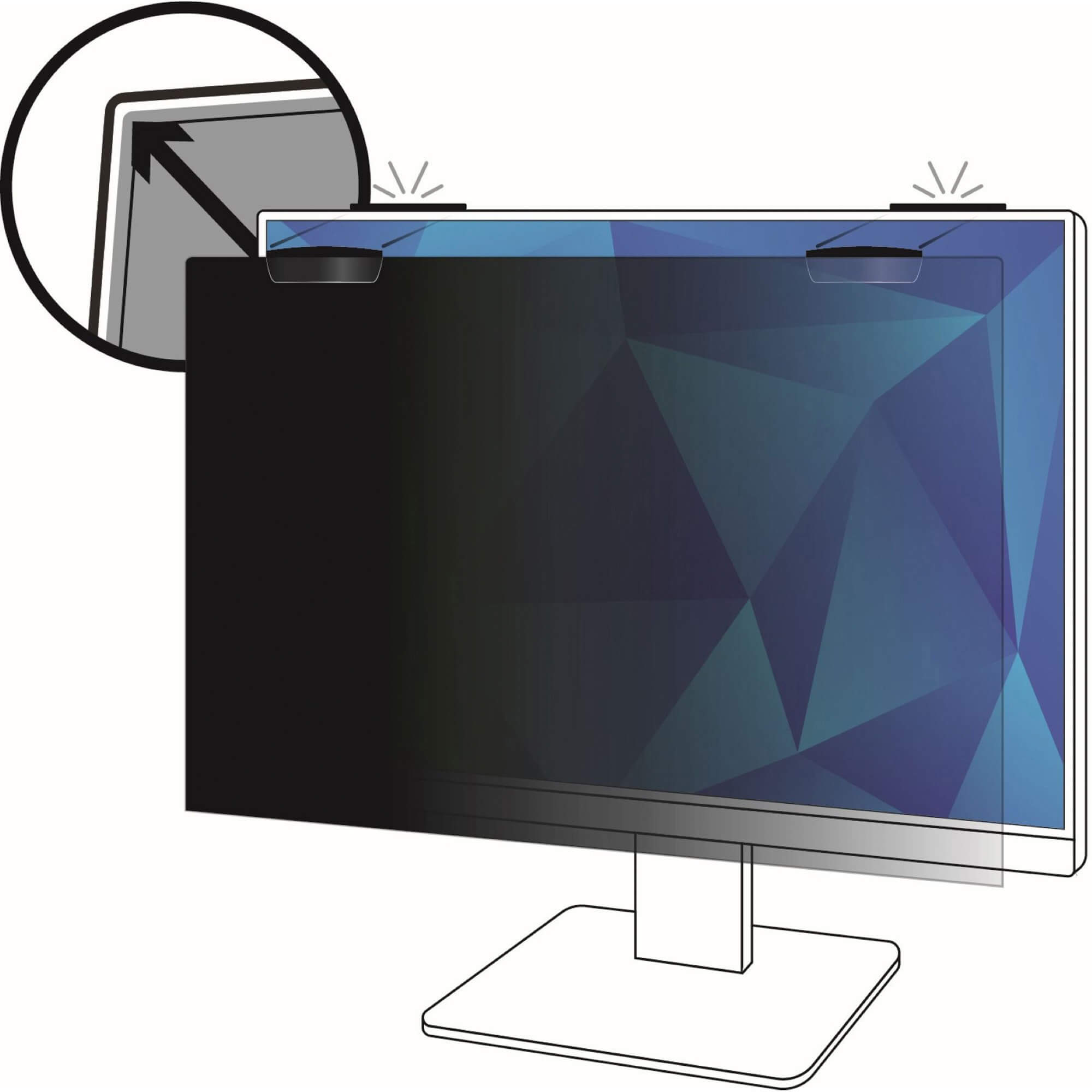 3M Privacy Screen Filter Black - For 27" Widescreen LCD Monitor - 16:9 - Scratch Resistant, Fingerprint Resistant - Anti-glare