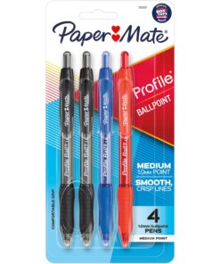 Paper Mate Profile Retractable Ballpoint Pen - 1 mm Pen Point Size - Retractable - Assorted - Assorted Barrel - 4 / Pack
