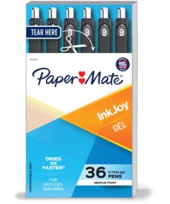 Paper Mate InkJoy Gel Pen - Retractable - Black Gel-based Ink - 36 / Box