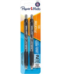Paper Mate Profile Retractable Gel Pens - Medium Pen Point - 0.7 mm Pen Point Size - Retractable - Black Gel-based Ink - 2 / Pack