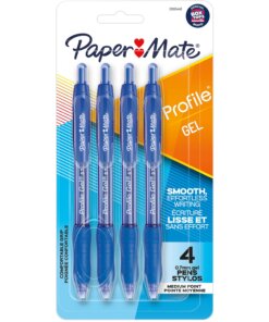 Paper Mate Profile 0.7mm Retractable Gel Pen - Medium Pen Point - 0.7 mm Pen Point Size - Retractable - Blue Gel-based Ink - 4 / Pack