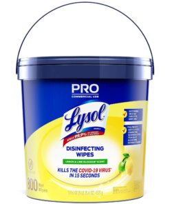 Lysol Disinfecting Wipe Bucket w/Wipes - Ready-To-Use Wipe - Lemon & Lime Blossom Scent - 6" Width x 8" Length - 800 Each - White