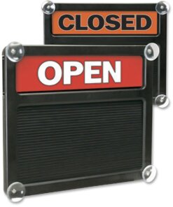 Headline Signs OPEN / CLOSED Letterboard Sign - 1 Each - Open/Closed Print/Message - 15" Width - Rectangular Shape - Ultra Thin, Lightweight - Plastic - Black, Red, White