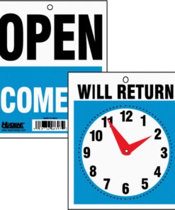 Headline Signs OPEN/WILL RETURN Time Sign - 1 Each - Open, Come In, Will Return Print/Message - 7.5" Width - Rectangular Shape - Black, White Print/Message Color - Customizable Time - Plastic - Red, Multicolor