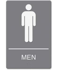 Headline Signs ADA MEN Restroom Sign - 1 Each - Men Print/Message - 6" Width - Adhesive, Braille - Plastic - White, Gray