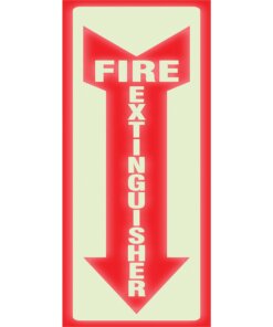 Headline Signs Glow In Dark Fire Extinguisher Sign - 1 Each - Fire Extinguisher Print/Message - 4" Width - Glow-in-the-dark, Durable - White, Red