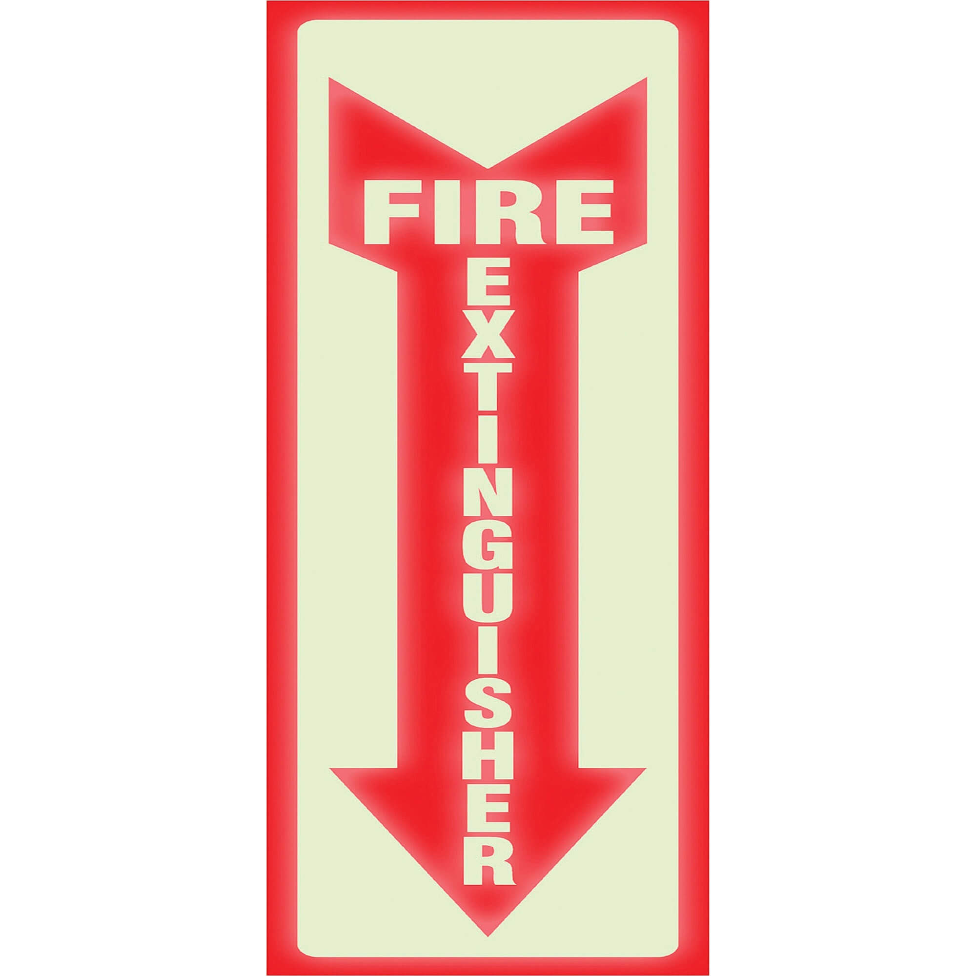 Headline Signs Glow In Dark Fire Extinguisher Sign - 1 Each - Fire Extinguisher Print/Message - 4" Width - Glow-in-the-dark, Durable - White, Red