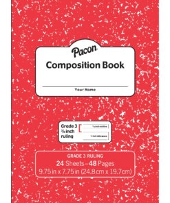 Pacon Composition Book - 24 Sheets - 48 Pages - 9.8" x 7.5" - Red Marble Cover - Durable Cover, Soft Cover - 1 Each